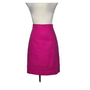 Ann Taylor fuchsia cotton pencil skirt size 0P